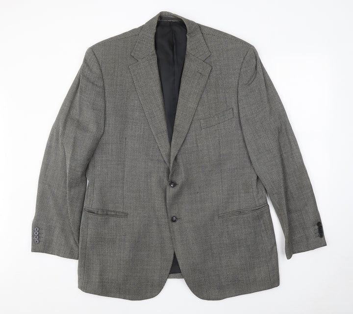 Collezione Mens Grey Geometric Wool Jacket Blazer Size 44 Regular