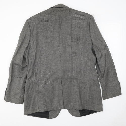Collezione Mens Grey Geometric Wool Jacket Blazer Size 44 Regular