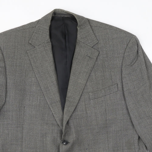Collezione Mens Grey Geometric Wool Jacket Blazer Size 44 Regular
