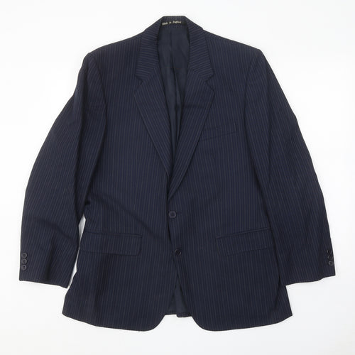 The Label Mens Blue Striped Wool Jacket Suit Jacket Size 38 Regular