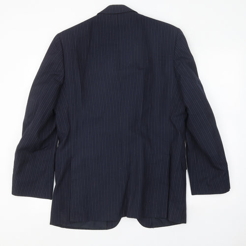 The Label Mens Blue Striped Wool Jacket Suit Jacket Size 38 Regular