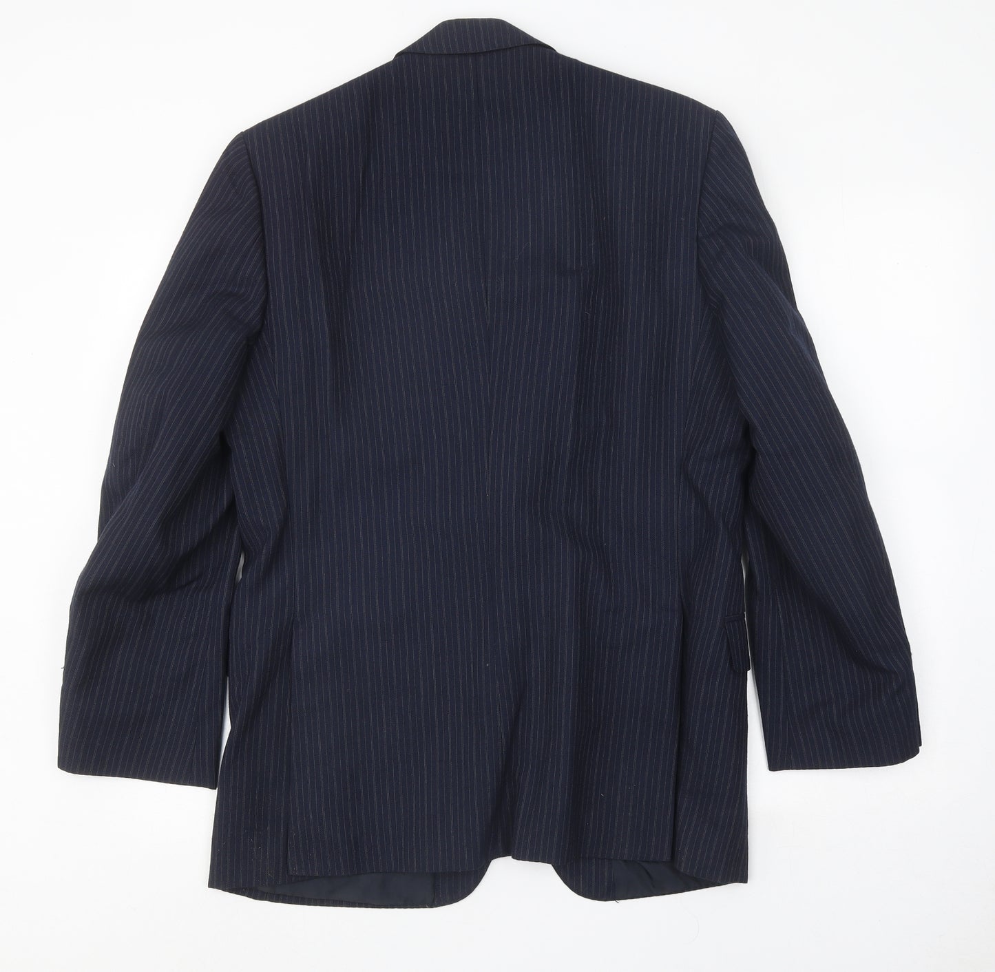 The Label Mens Blue Striped Wool Jacket Suit Jacket Size 38 Regular