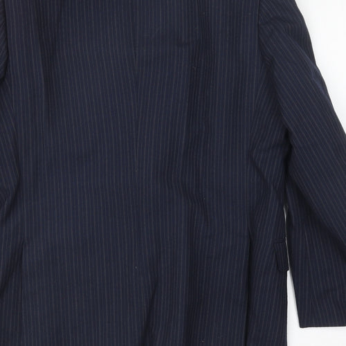 The Label Mens Blue Striped Wool Jacket Suit Jacket Size 38 Regular