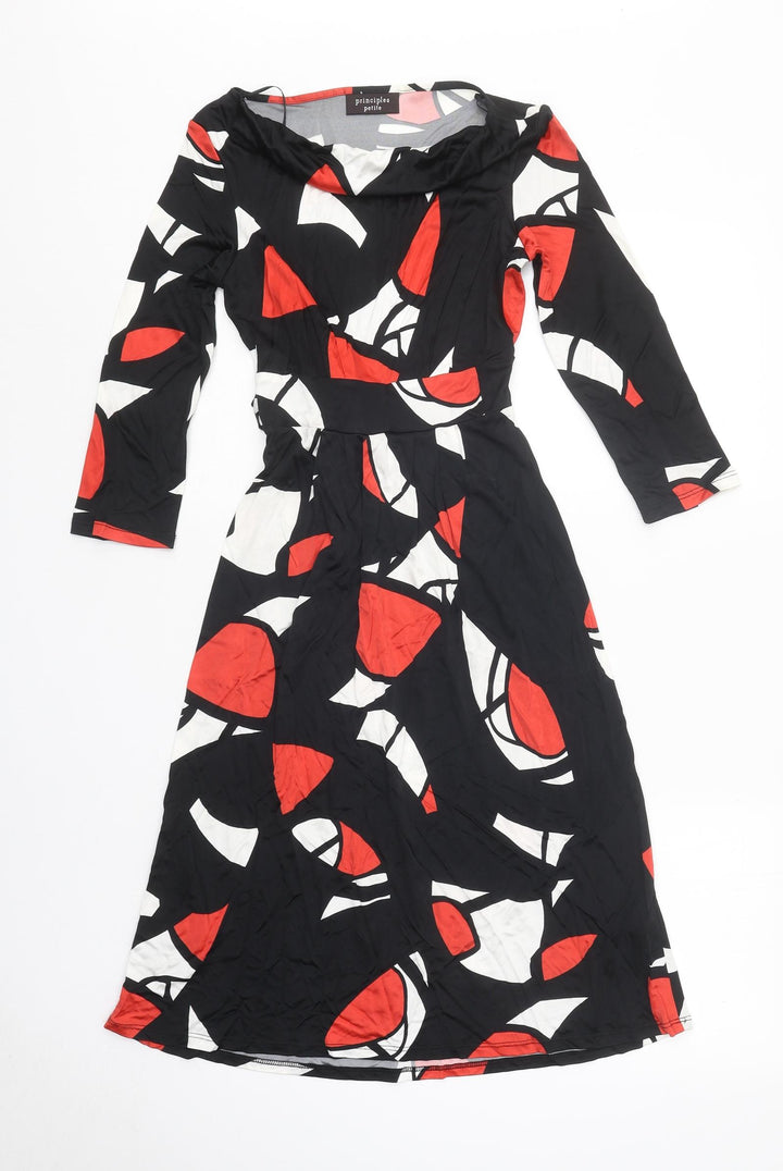 Principles Womens Multicoloured Geometric Viscose Trapeze & Swing Size 6 Round Neck Pullover