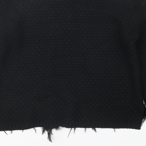 PHO Womens Black Roll Neck Acrylic Cardigan Jumper Size S