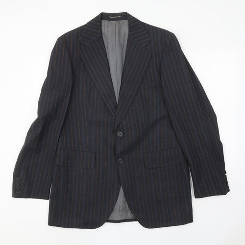 Steegan Mens Blue Striped Wool Jacket Suit Jacket Size 40 Regular