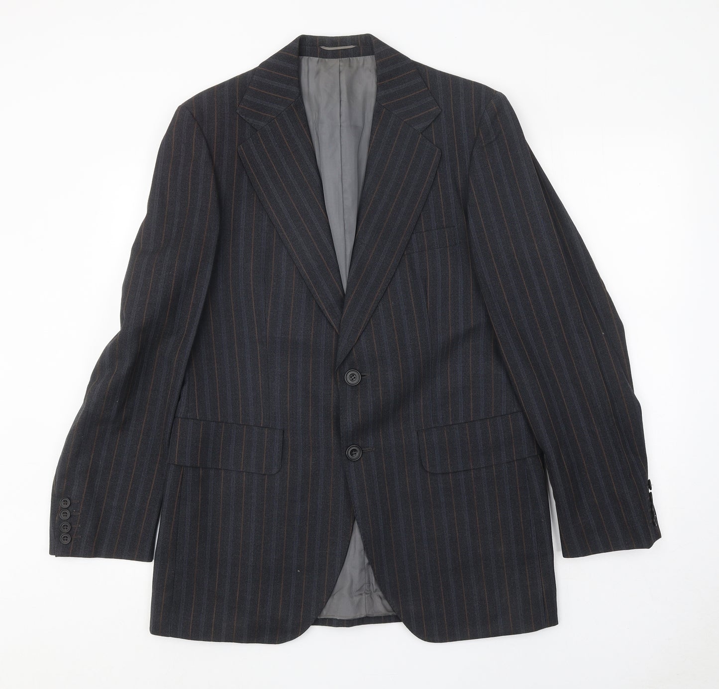 Steegan Mens Blue Striped Wool Jacket Suit Jacket Size 40 Regular