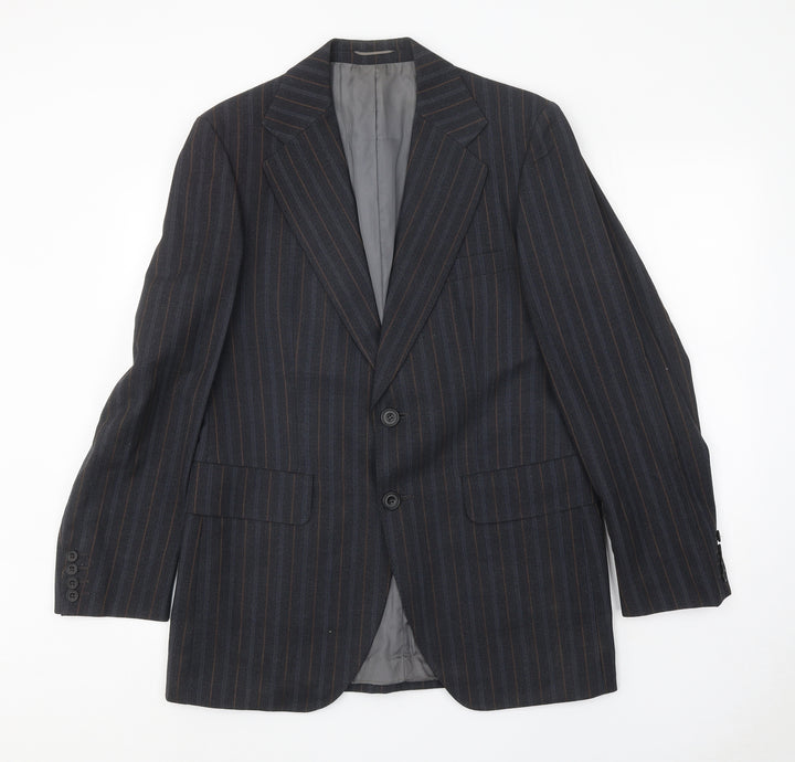 Steegan Mens Blue Striped Wool Jacket Suit Jacket Size 40 Regular
