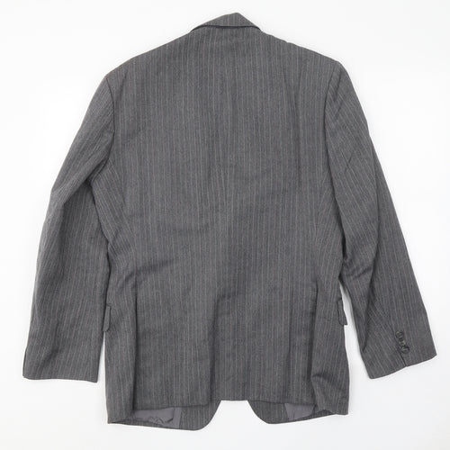 St Michael Mens Grey Striped Wool Jacket Suit Jacket Size 38 Regular