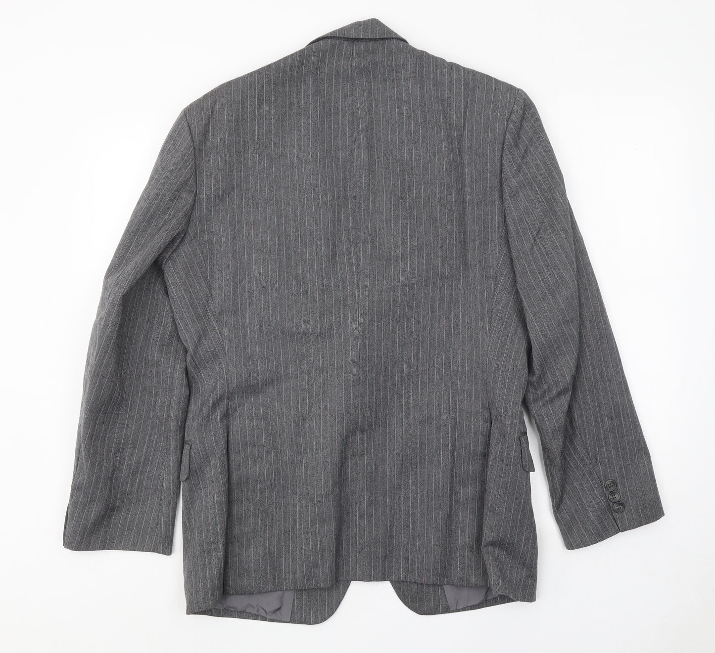St Michael Mens Grey Striped Wool Jacket Suit Jacket Size 38 Regular