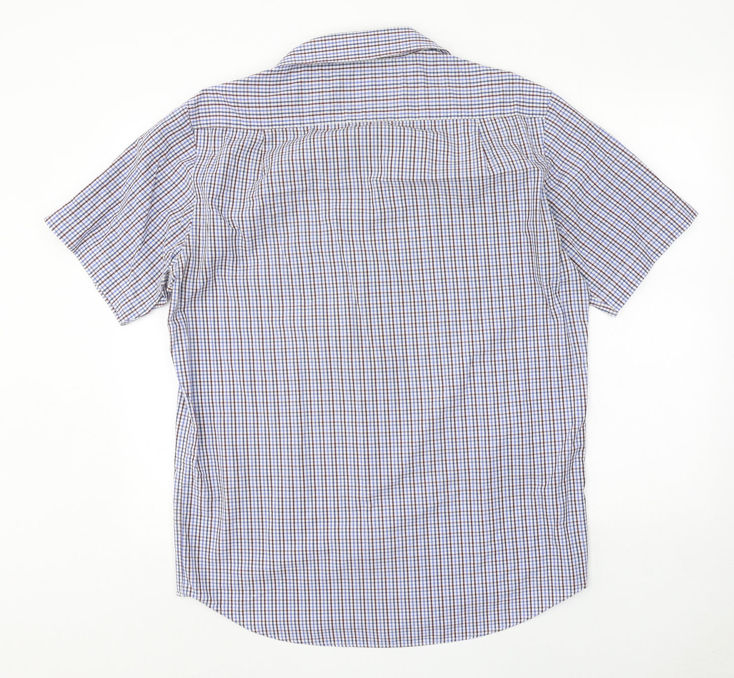 Marks and Spencer Mens Multicoloured Plaid Cotton Dress Shirt Size 15.5 Collared Button