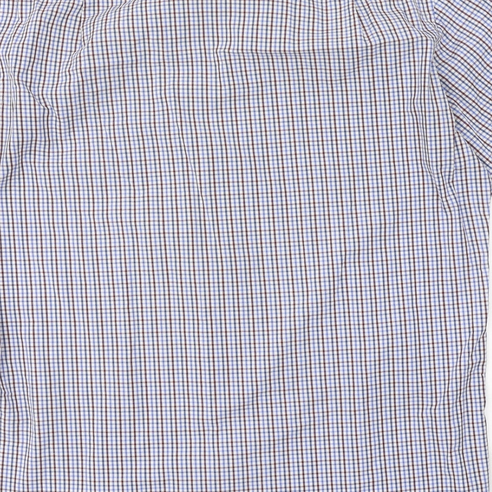 Marks and Spencer Mens Multicoloured Plaid Cotton Dress Shirt Size 15.5 Collared Button