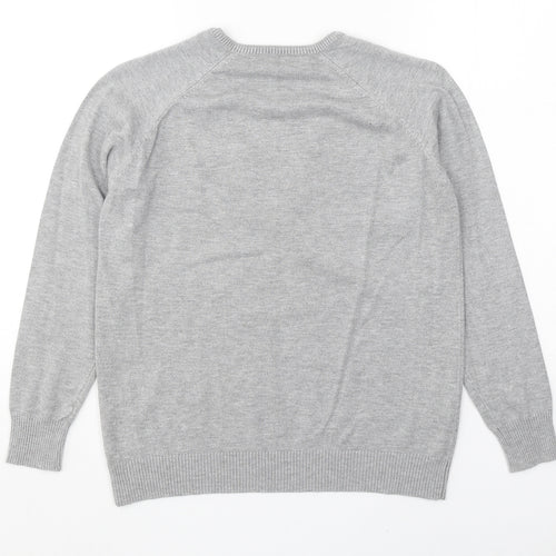 Sfera Casual Womens Grey V-Neck Acrylic Pullover Jumper Size M