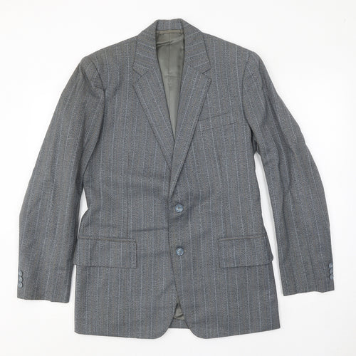 J.J.Chan Mens Grey Striped Wool Jacket Suit Jacket Size 36 Regular
