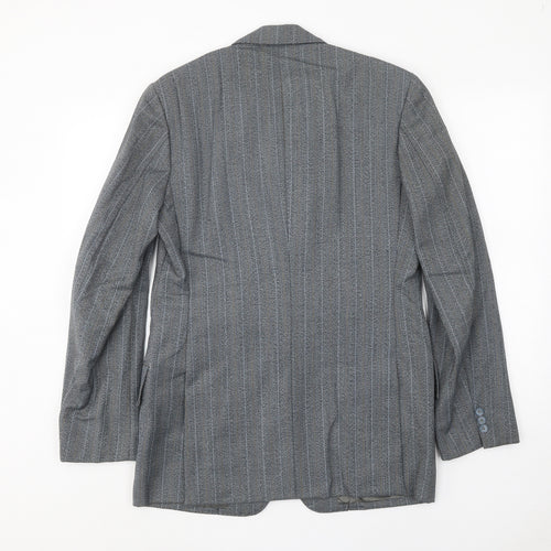 J.J.Chan Mens Grey Striped Wool Jacket Suit Jacket Size 36 Regular