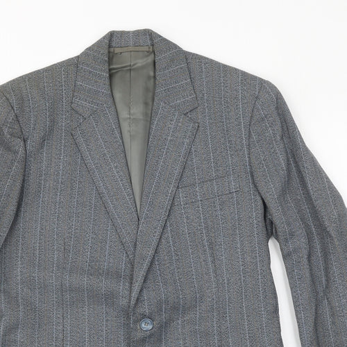 J.J.Chan Mens Grey Striped Wool Jacket Suit Jacket Size 36 Regular