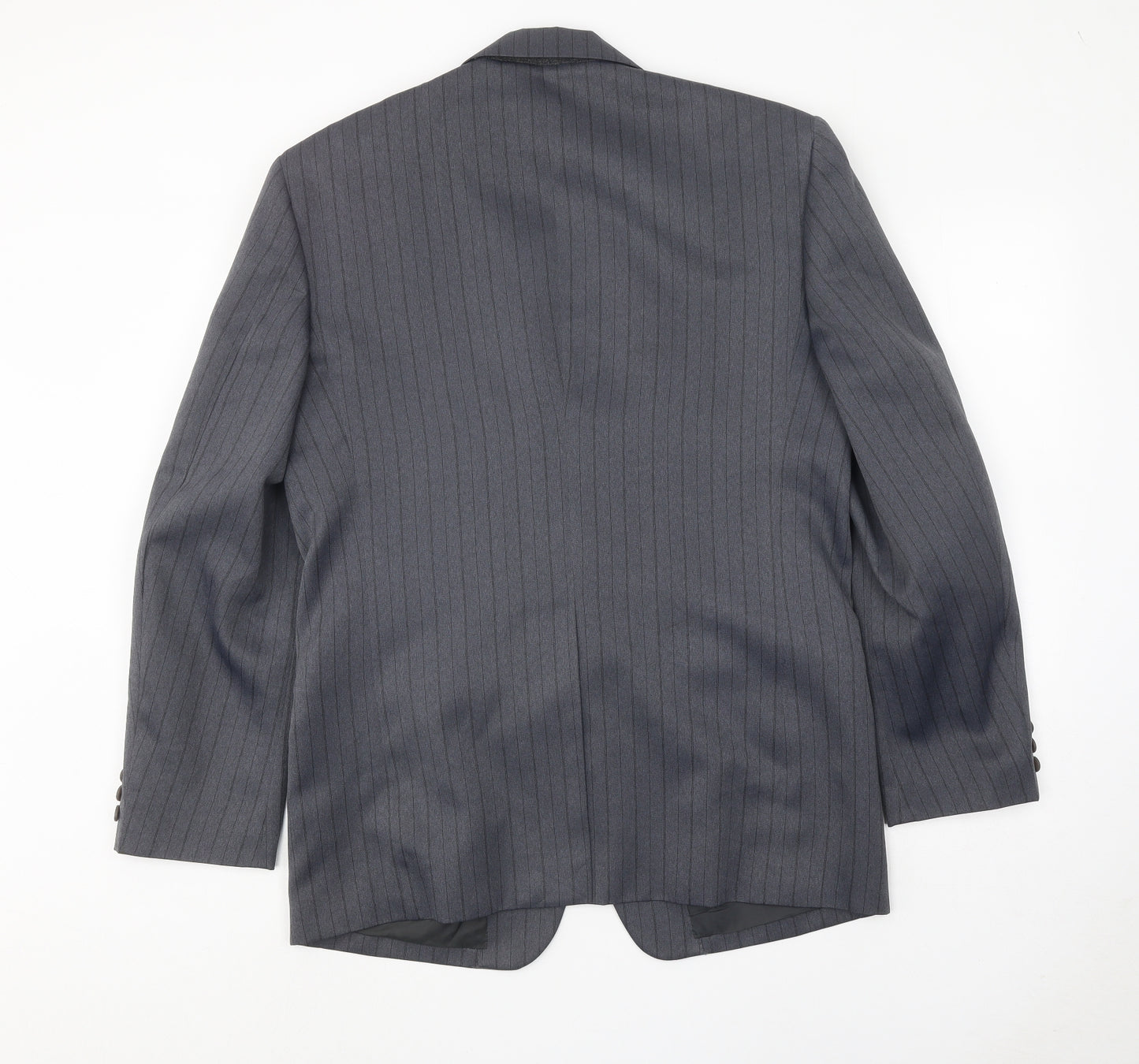 Hui Mens Blue Striped Polyester Jacket Suit Jacket Size 40 Regular