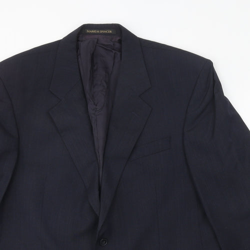 Marks and Spencer Mens Blue Polyester Jacket Suit Jacket Size 42 Regular