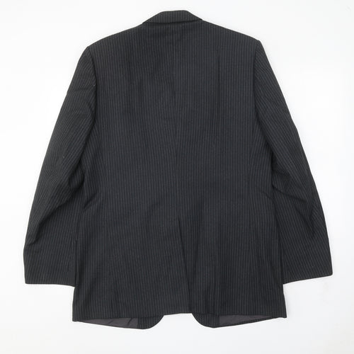Burton Mens Black Striped Wool Jacket Suit Jacket Size 42 Regular