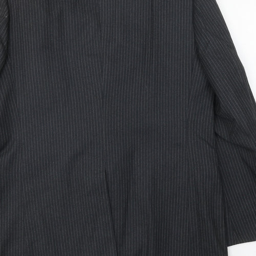 Burton Mens Black Striped Wool Jacket Suit Jacket Size 42 Regular