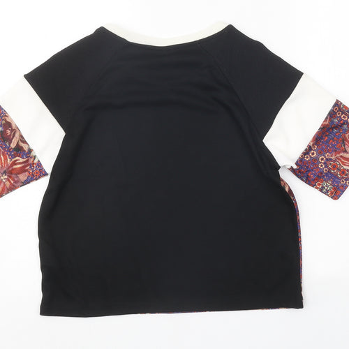 Topshop Womens Multicoloured Floral Polyester Basic T-Shirt Size 6 Round Neck