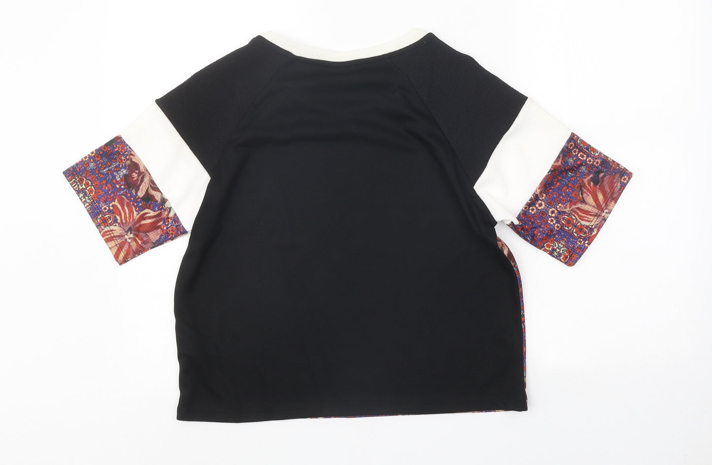 Topshop Womens Multicoloured Floral Polyester Basic T-Shirt Size 6 Round Neck