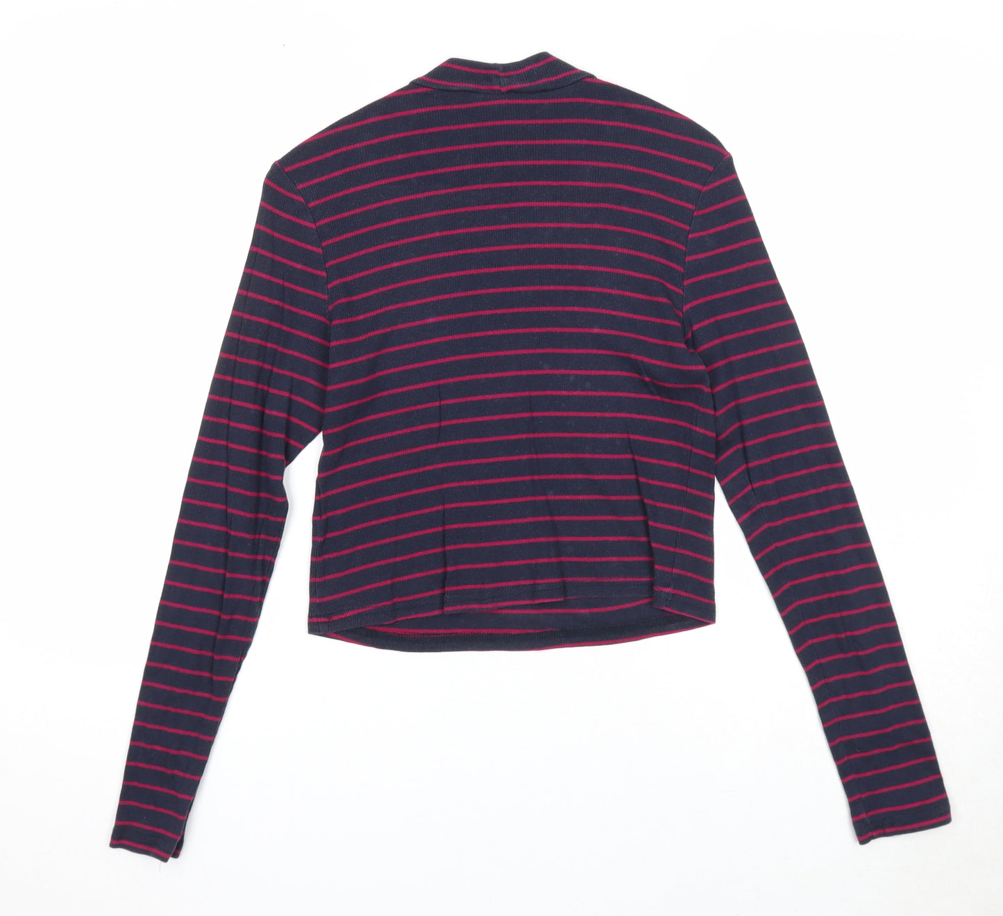 Divided by H&M Womens Blue Round Neck Striped Cotton Pullover Jumper Size M