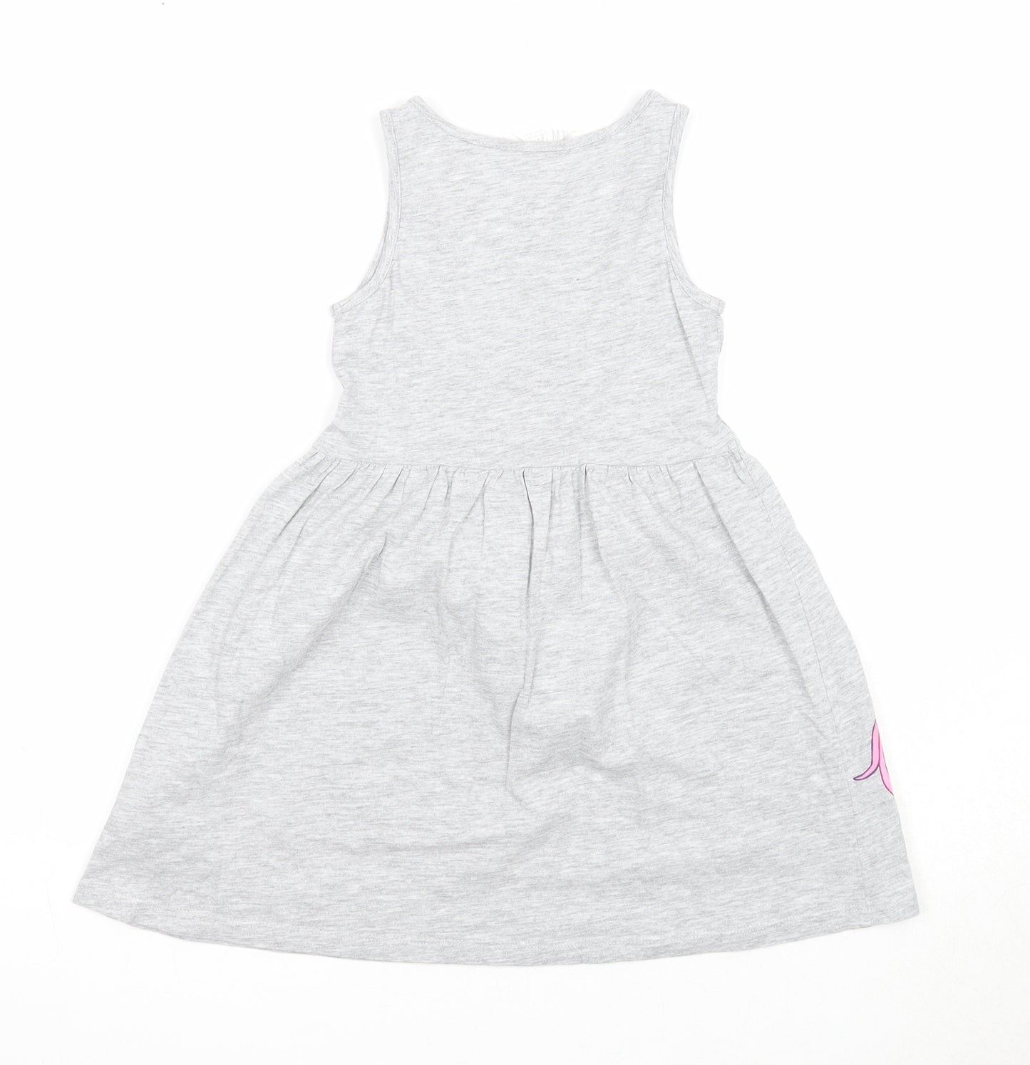 H&M Girls Grey Cotton Fit & Flare Size 5-6 Years Round Neck Pullover - Unicorn
