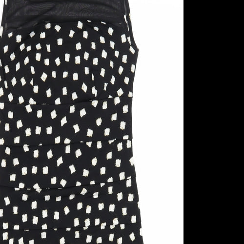 En Focus Studio Womens Black Geometric Polyester A-Line Size 4 Round Neck Pullover