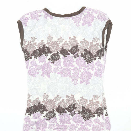 Spirit Womens Multicoloured Floral Cotton Basic T-Shirt Size L Scoop Neck
