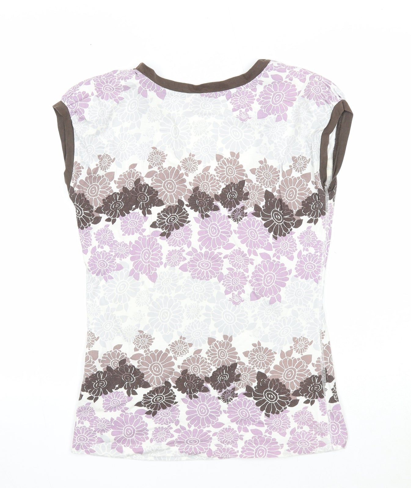 Spirit Womens Multicoloured Floral Cotton Basic T-Shirt Size L Scoop Neck