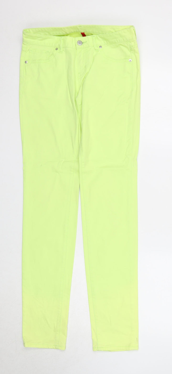 Uniqlo Womens Green Cotton Straight Jeans Size 24 in L33 in Regular Zip