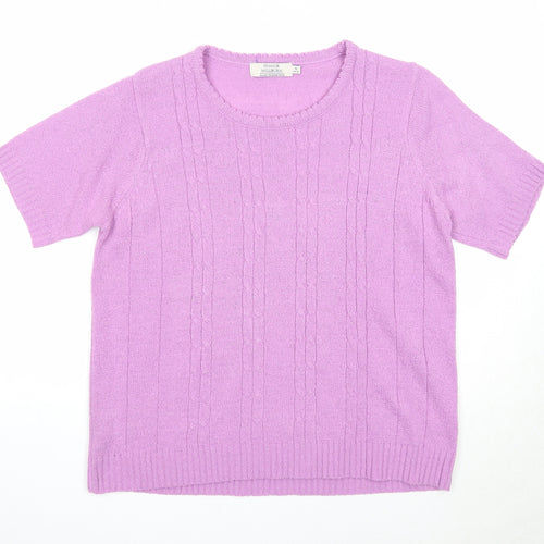 EWM Womens Purple Round Neck Acrylic Pullover Jumper Size 14