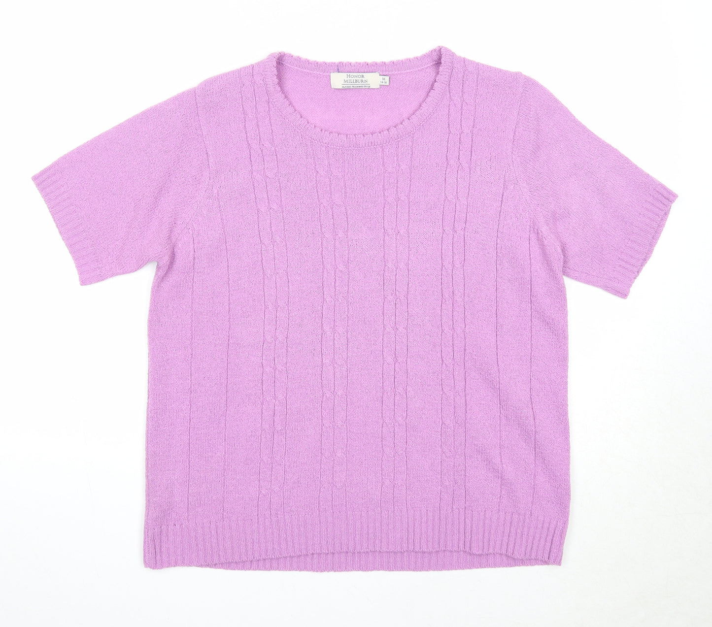 EWM Womens Purple Round Neck Acrylic Pullover Jumper Size 14