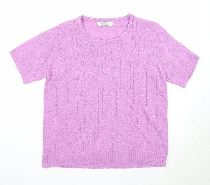 EWM Womens Purple Round Neck Acrylic Pullover Jumper Size 14