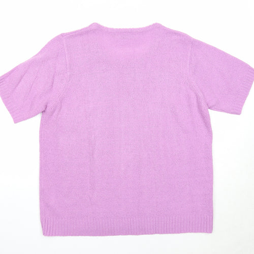 EWM Womens Purple Round Neck Acrylic Pullover Jumper Size 14