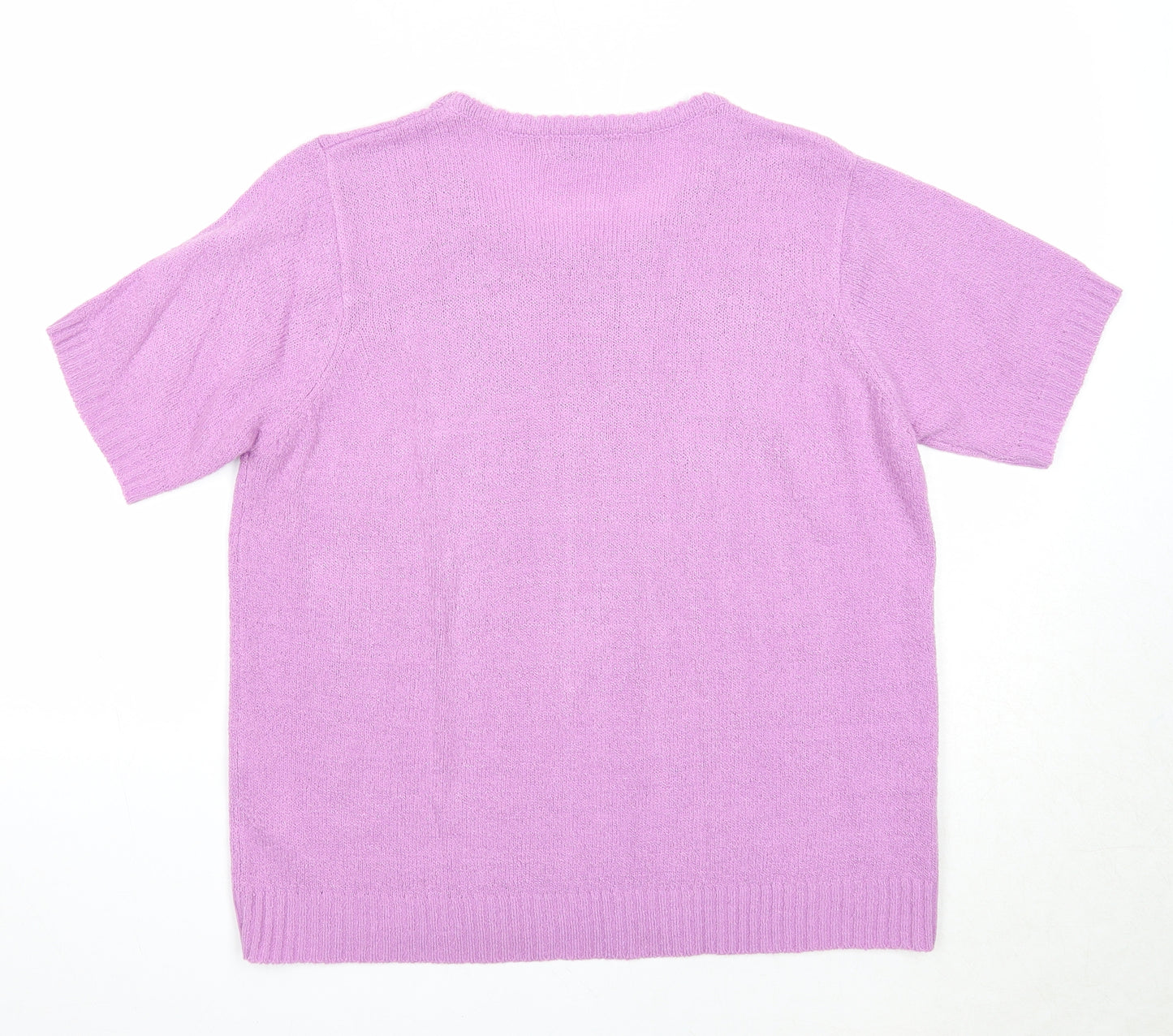 EWM Womens Purple Round Neck Acrylic Pullover Jumper Size 14