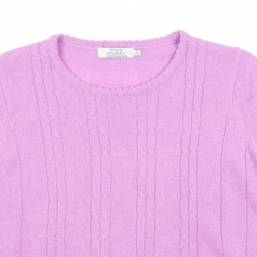 EWM Womens Purple Round Neck Acrylic Pullover Jumper Size 14