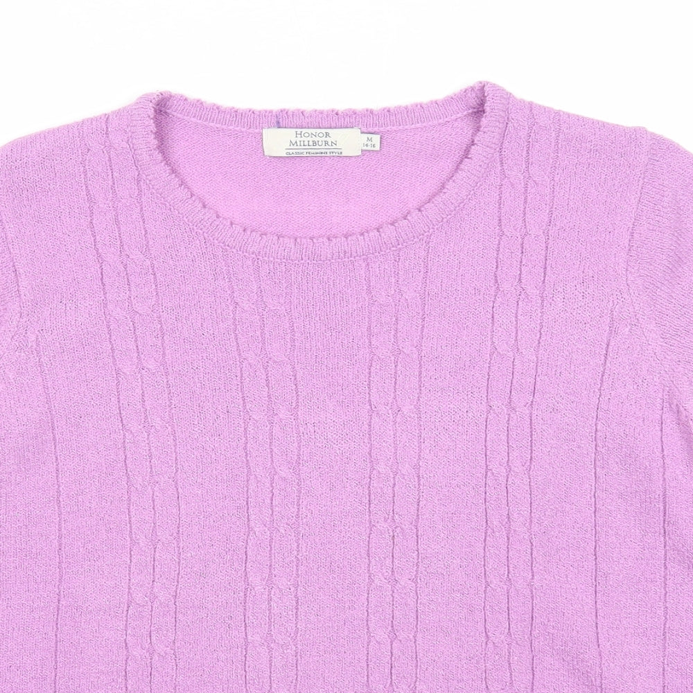 EWM Womens Purple Round Neck Acrylic Pullover Jumper Size 14