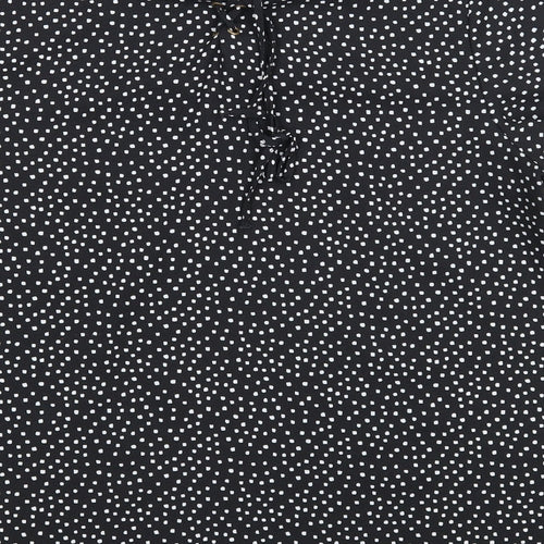 Essentiel Womens Black Polka Dot Polyester Basic T-Shirt Size 12 Round Neck