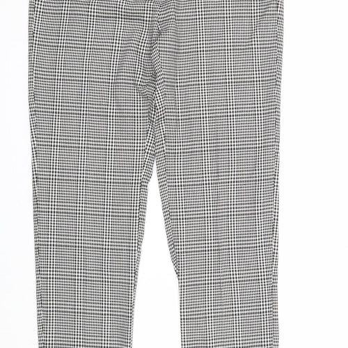 Select Womens Grey Plaid Polyester Capri Trousers Size 10 Regular Zip