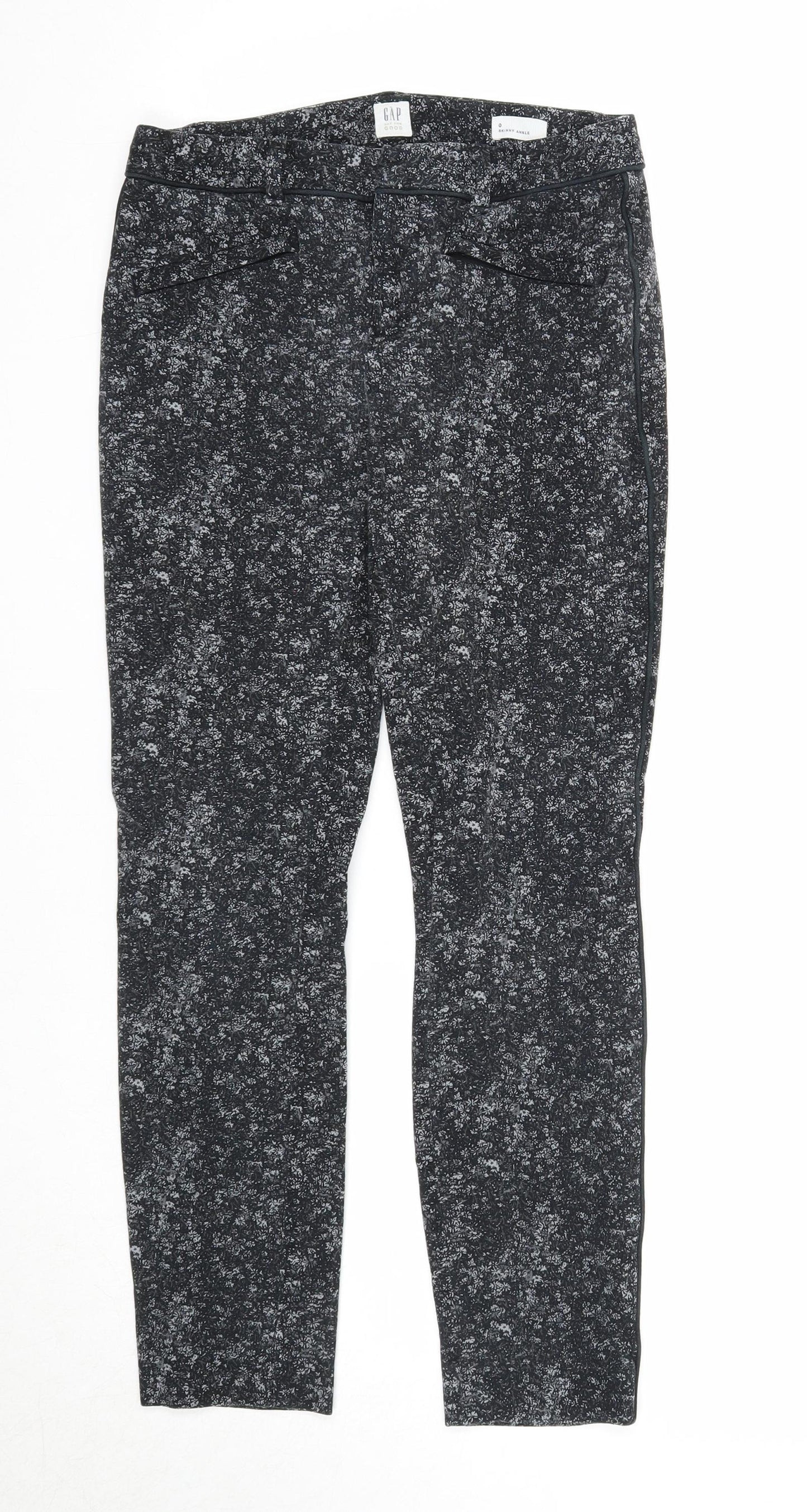 Gap Womens Black Floral Cotton Trousers Size 25 in Regular Zip