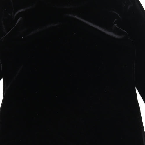 Mila Paoli Womens Black Geometric Polyester Basic Blouse Size 12 Round Neck