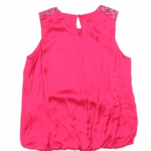 Wallis Womens Pink Polyester Basic Blouse Size S Round Neck