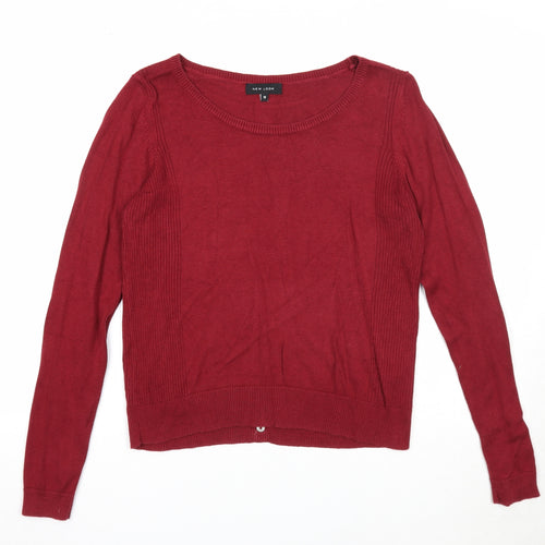 New Look Womens Red Round Neck Viscose Pullover Jumper Size 12
