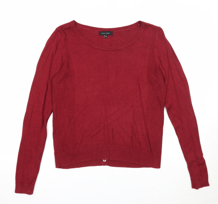 New Look Womens Red Round Neck Viscose Pullover Jumper Size 12