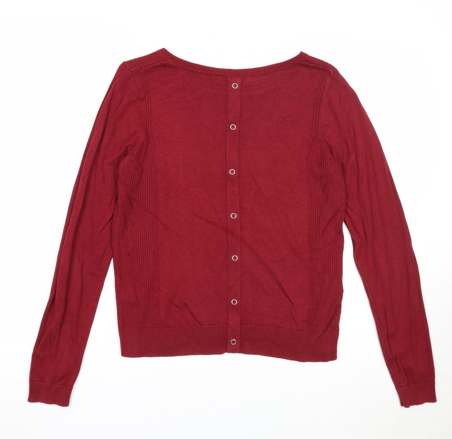 New Look Womens Red Round Neck Viscose Pullover Jumper Size 12