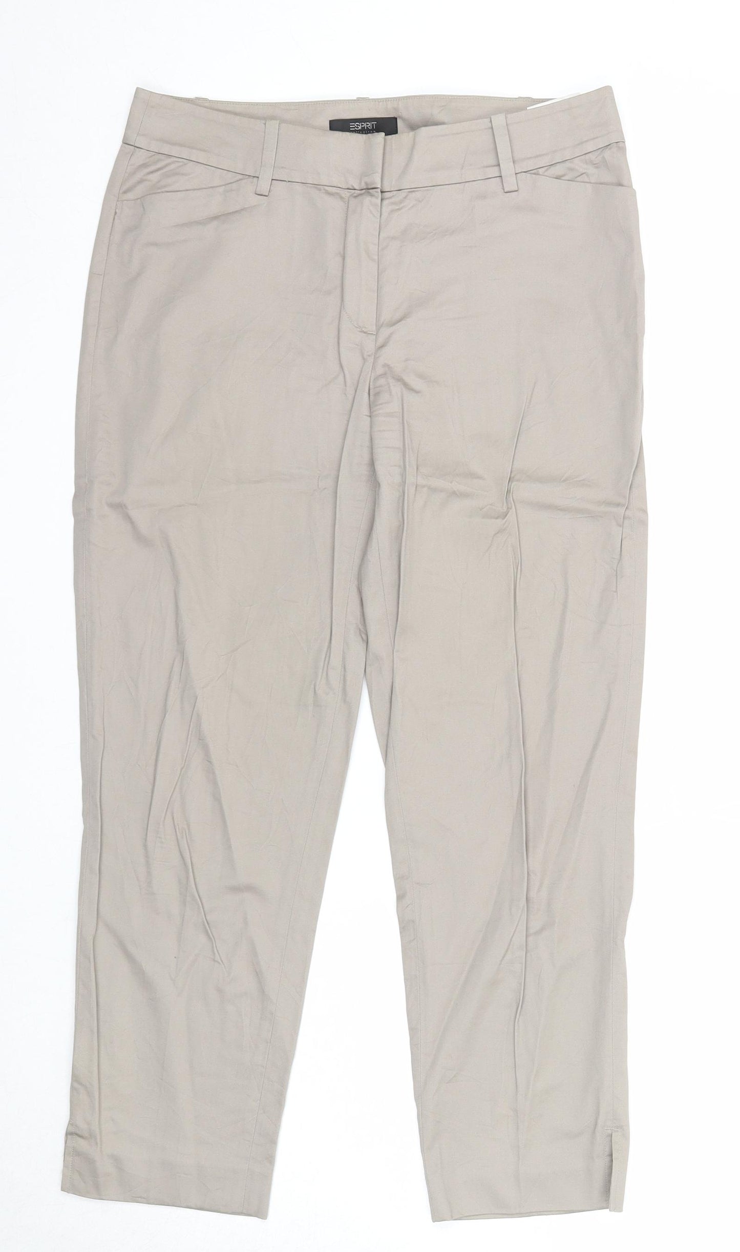Spirit Womens Beige Cotton Chino Trousers Size 8 Regular Zip