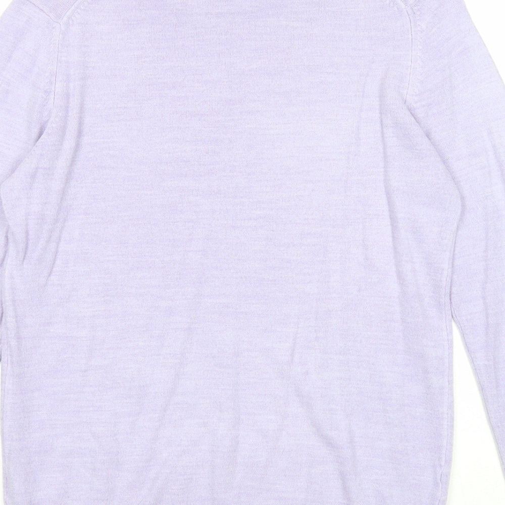 Marks and Spencer Womens Purple Round Neck Acrylic Pullover Jumper Size 10