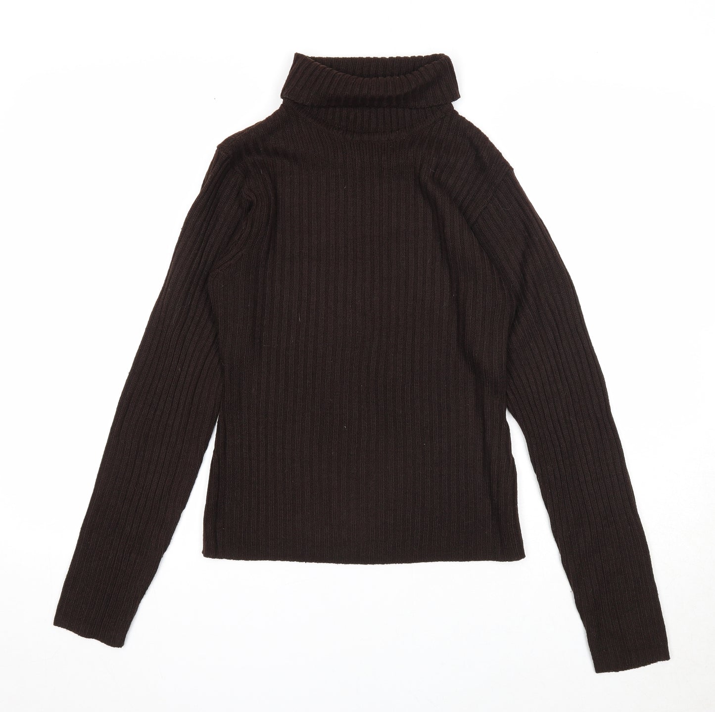 Mia Moda Womens Brown Roll Neck Acrylic Pullover Jumper Size L